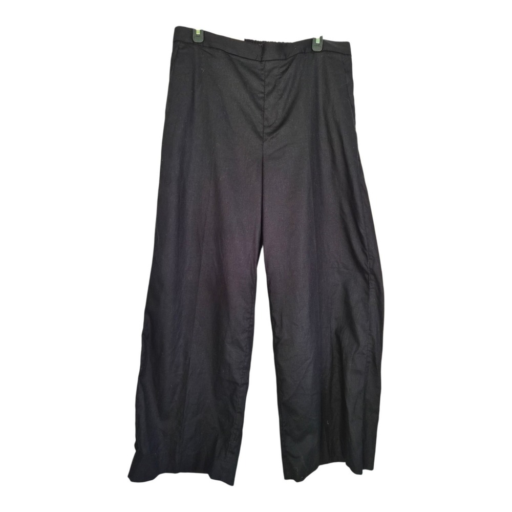 Banana Republic Hayden Wide Leg Linen Blend Pants L Black High Rise NWT